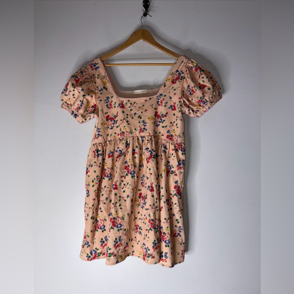 Love Shack Fancy Floral Cotton Corduroy Peachy Mini Dress Size 10